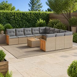 Garden Sofa Set 12 Piece Outdoor Furniture Beige Patio Lounge Sectional Modular