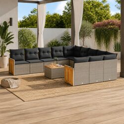 Garden Sofa Set 12 Piece Outdoor Furniture Patio Grey Poly Rattan Modular Lounge