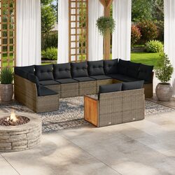 Garden Sofa Set 12 Piece Outdoor Furniture with Cushions Grey Modular Patio