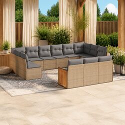 Outdoor Garden Sofa Set 13 Piece Modular Patio Furniture Beige Cushions