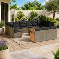 Garden Sofa Set 14 Piece Outdoor Furniture Grey Poly Rattan Modular Patio