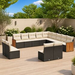 Garden Sofa Set 13 Piece Outdoor Furniture Patio Black Modular Sectional with
