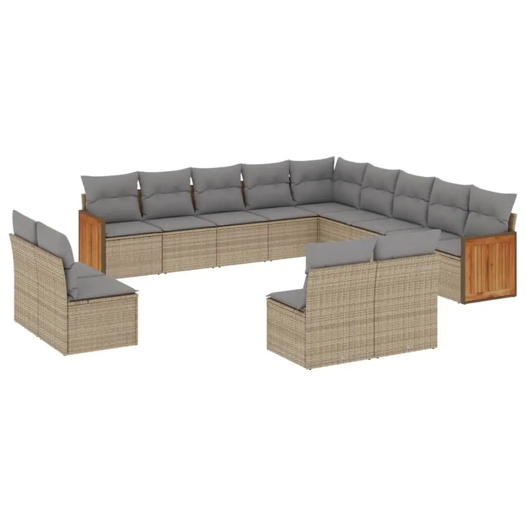 Garden Sofa Set 13 Piece Outdoor Furniture Beige Cushions Modular Patio Seating