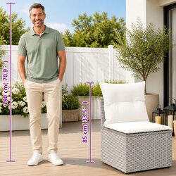Garden Sofa Set 14 Piece Outdoor Furniture Beige Poly Rattan Patio Modular