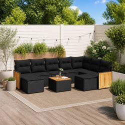 Garden Sofa Set 10 Piece Outdoor Furniture Lounge Modular Black Poly Rattan