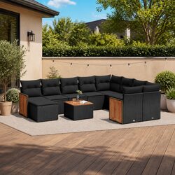 Garden Sofa Set 11 Piece Outdoor Furniture Poly Rattan Patio Lounge with