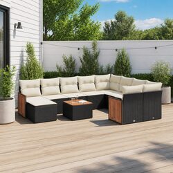 Garden Sofa Set 11 Piece Outdoor Furniture Patio Seating Black Rattan with