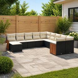 Outdoor Garden Sofa Set 11 Piece Modular Patio Furniture with Cushions Black