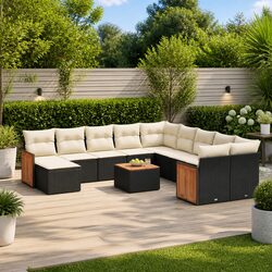 Garden Sofa Set 12 Piece Black Outdoor Furniture Patio Rattan Modular with