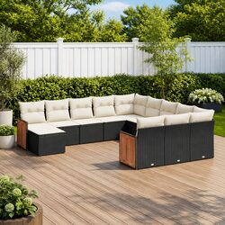 Garden Sofa Set 12 Piece Outdoor Patio Furniture Black Modular Seating with