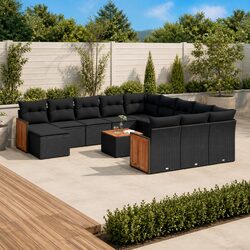 Garden Sofa Set 13 Piece Outdoor Furniture Black Poly Rattan Patio Lounge