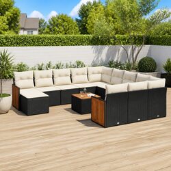 13 Piece Garden Sofa Set Black Outdoor Furniture Patio Lounge Cushioned Modular
