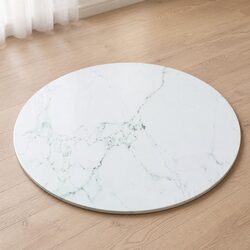 Tempered Glass Table Top White Marble Design Ø50cm Round Dining Coffee Table