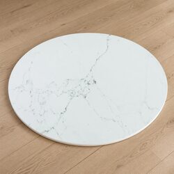 Tempered Glass Table Top White Round Marble Design Ø60cm Dining Coffee