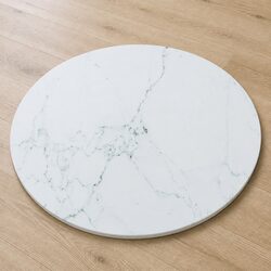 Tempered Glass Table Top White Marble Design Ø70cm Dining Coffee Table Accessory