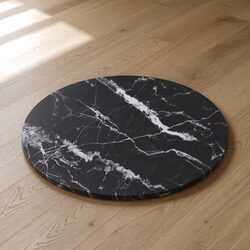 Tempered Glass Table Top Round Black Marble Design Dining Coffee Table Surface