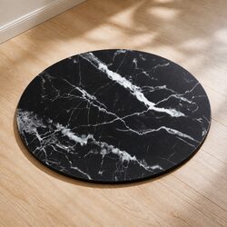 Tempered Glass Table Top Round Black Marble Design Dining Coffee Tables 50cm