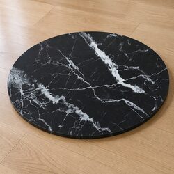 Tempered Glass Table Top Round Black Marble Design Ø70cm Dining Coffee Tabletop