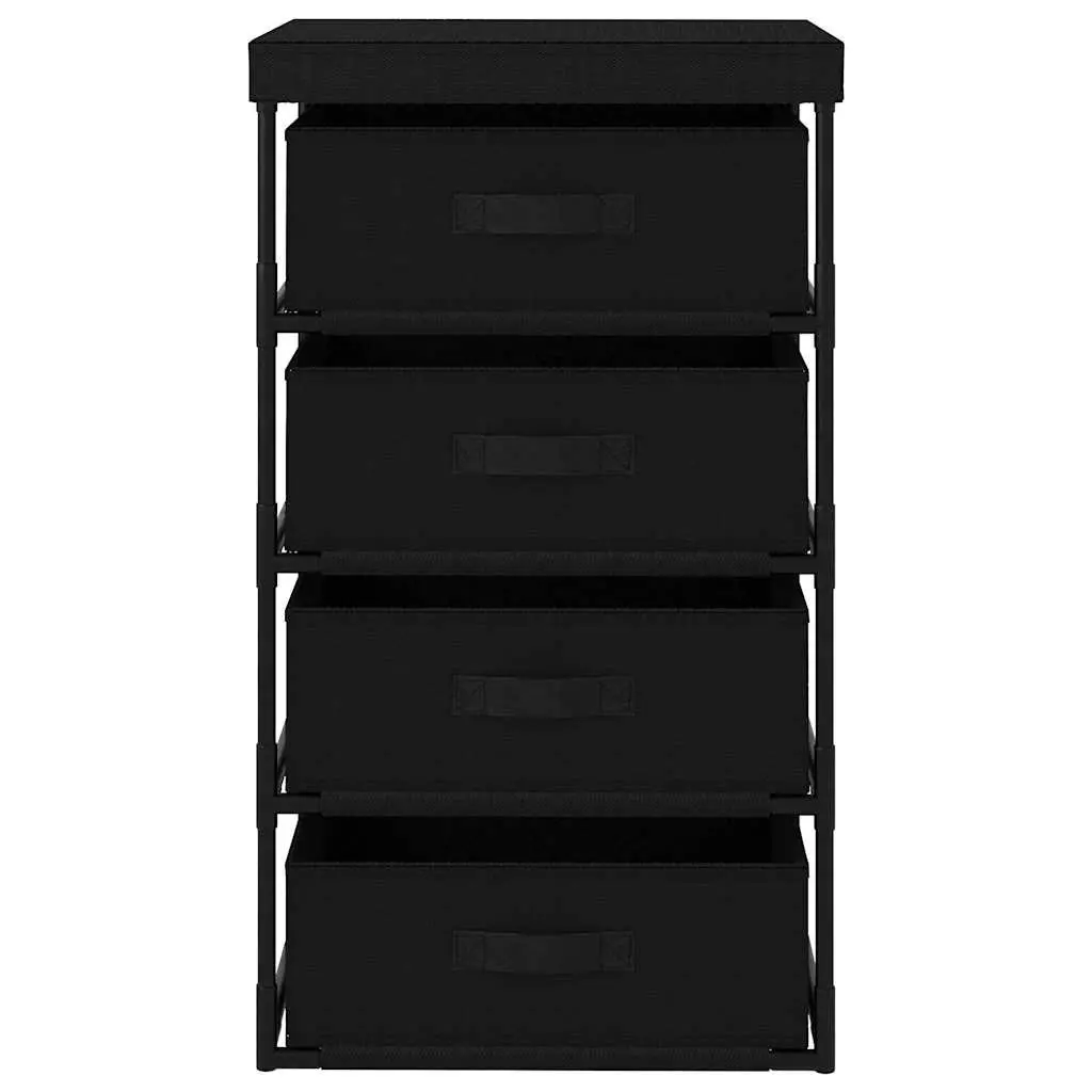 Storage Rack with 4 Fabric Baskets Steel Frame Organiser Black