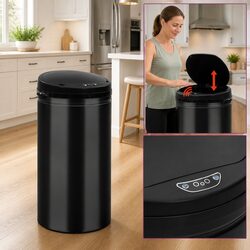 Automatic Sensor Dustbin 40L Waste Bin Touch-Free Rubbish Can Black
