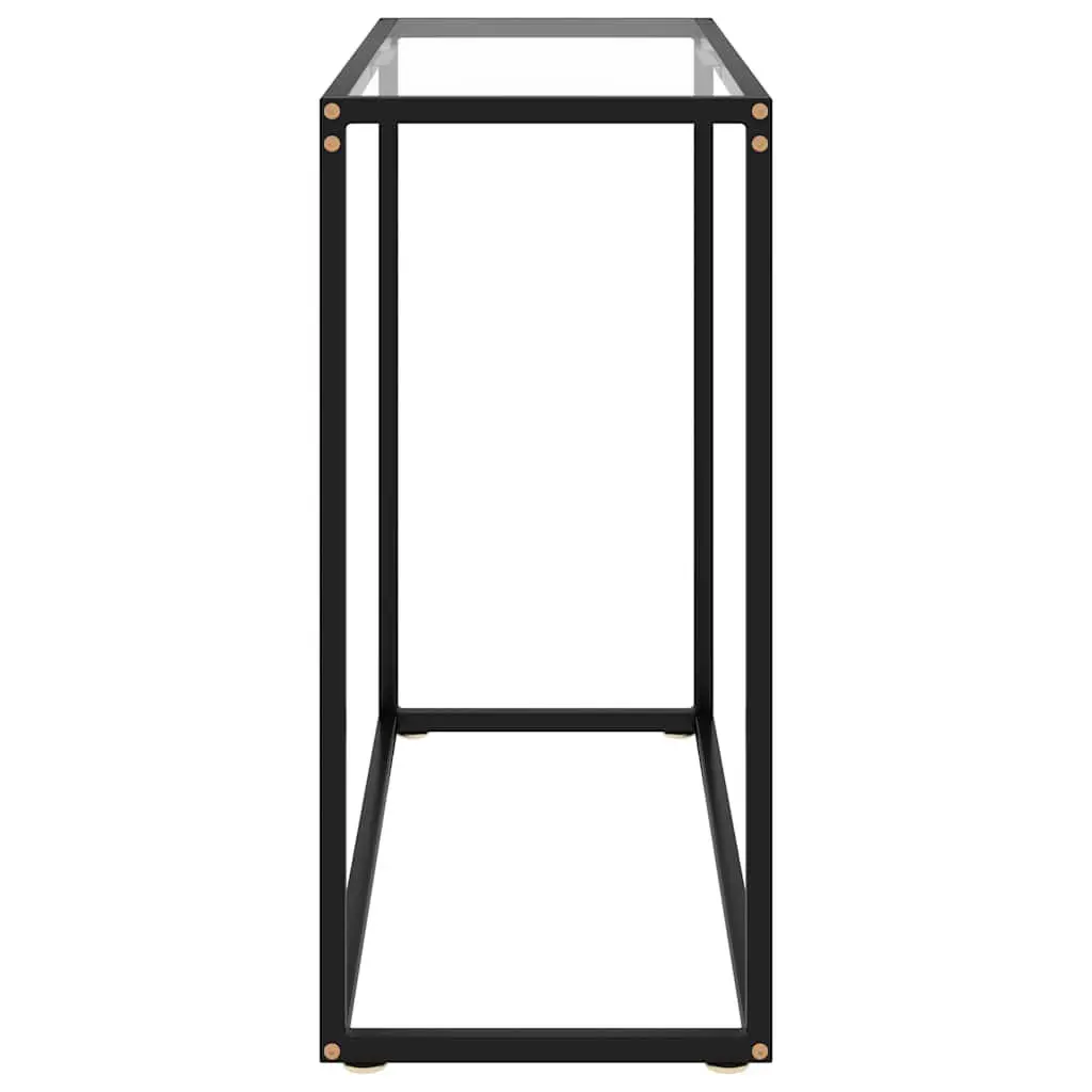 Console Table Transparent Tempered Glass Top Powder-coated Steel Frame Modern Living Room Furniture 80 x 35 x 75 cm