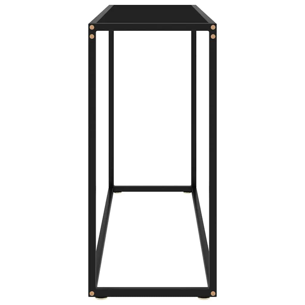 Console Table Modern Tempered Glass Steel Black 100cm Width 35cm Depth 75cm Height