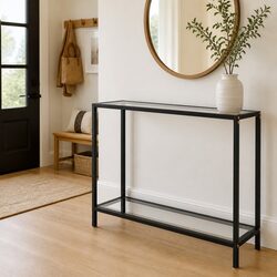Console Table Tempered Glass End Table Accent Living Room Furniture Storage