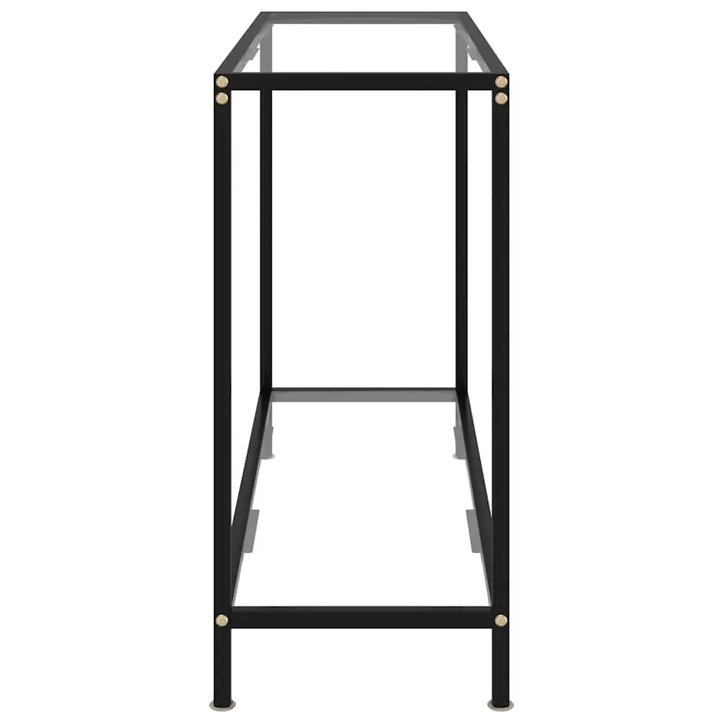 Console Table Tempered Glass Top Powder-Coated Steel Frame Storage Shelf Transparent
