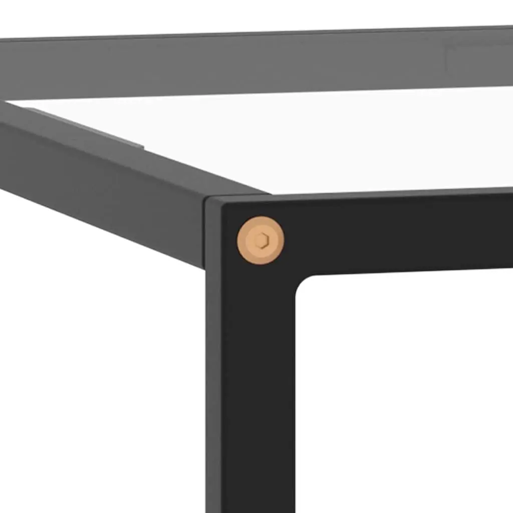 Coffee Table Tempered Glass Top Powder-coated Steel Frame Black 80 x 80 x 35 cm