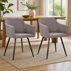 Dining Chairs Set of 2 Kitchen Furniture Taupe Padded Seat Ergonomic Design