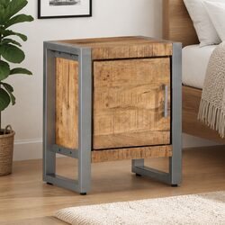 Bedside Cabinet 40x30x50 cm Rough Mango Wood Nightstand Side Table with Door