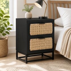 Bedside Cabinet 40x30x50 cm Two Drawer Nightstand Side Table Wood Storage