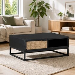 Coffee Table 90x60x35cm Storage Compartment Door Accent Living Room Furniture