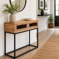Console Table 90x35x76 cm Solid Acacia Wood with Drawers Hall Accent Furniture