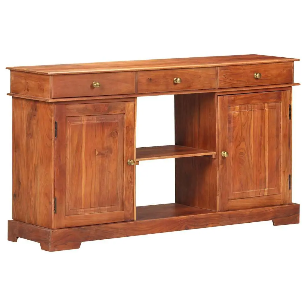 Solid Acacia Wood Sideboard Rustic Charm 135x35x75cm Brown Storage Cabinet 2 Doors 3 Drawers