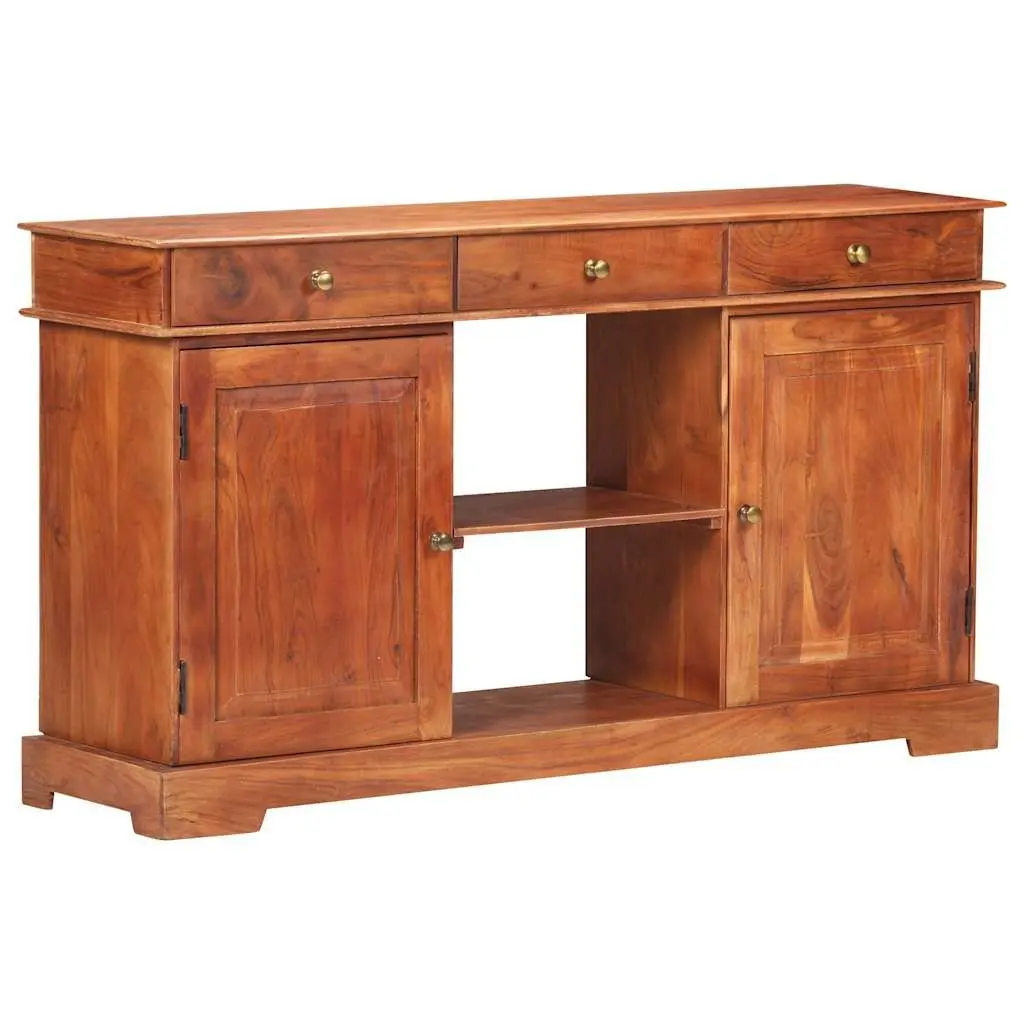 Solid Acacia Wood Sideboard Rustic Charm 135x35x75cm Brown Storage Cabinet 2 Doors 3 Drawers
