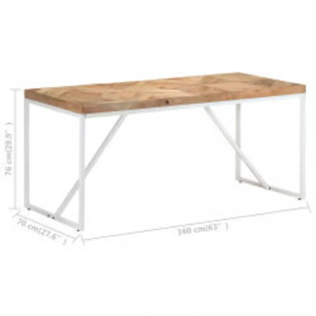 Dining Table Solid Acacia Mango Wood 160x70x76cm Industrial Brown