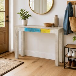 Console Table White 115x35x77cm End Table Wooden Hall Accent Furniture