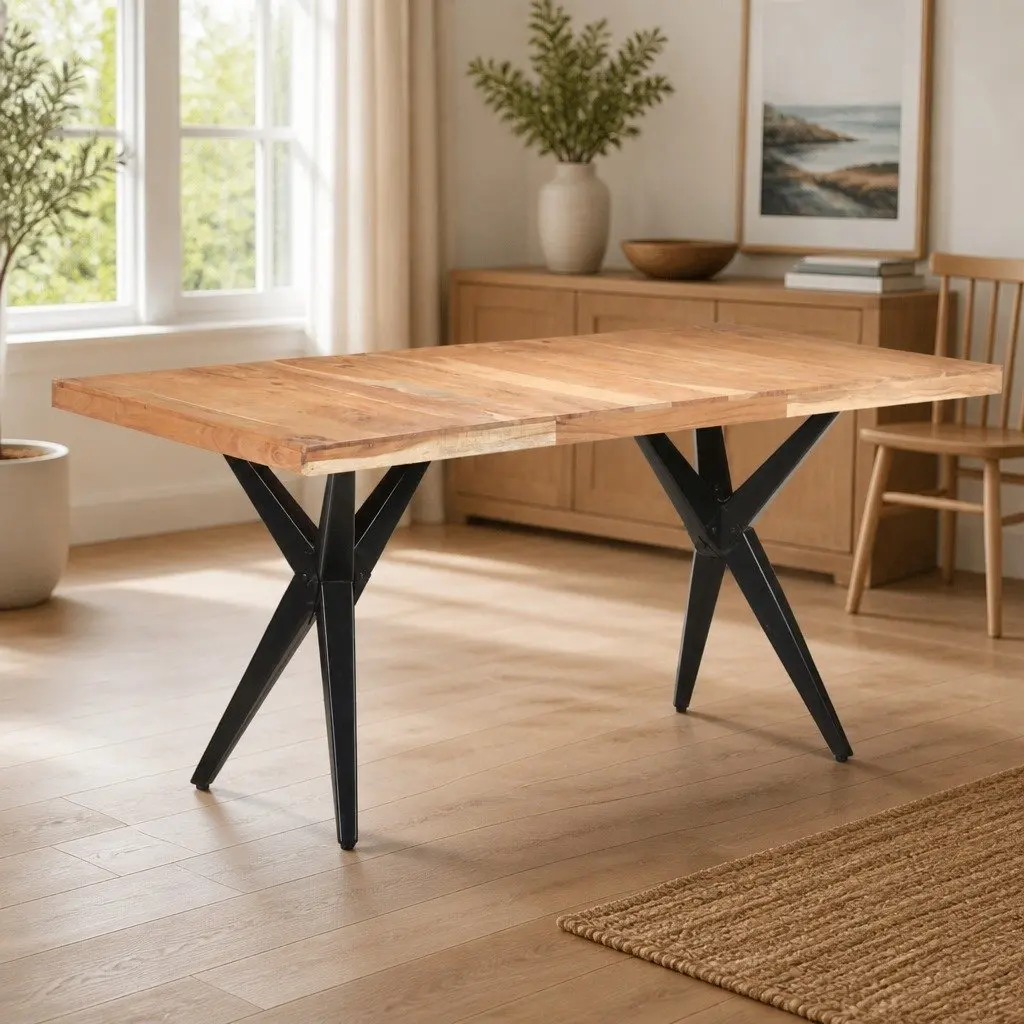 Dining Table Solid Acacia Wood 160x80x76 cm Black