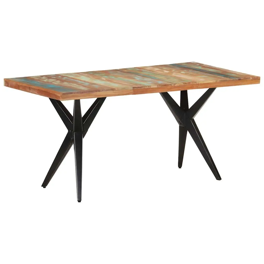 Dining Table Solid Reclaimed Wood 160x80x76 cm Black