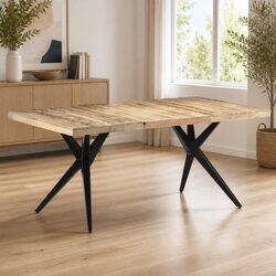 Dining Table Kitchen Mango Wood Brown Wooden Furniture 180x90x76 cm