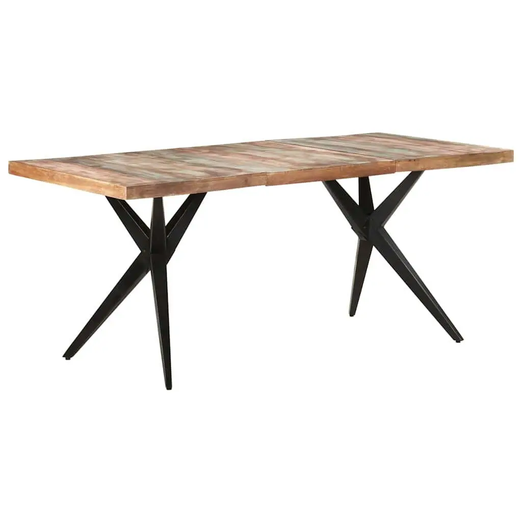 Dining Table Solid Reclaimed Wood 180x90x76cm Black Steel Legs