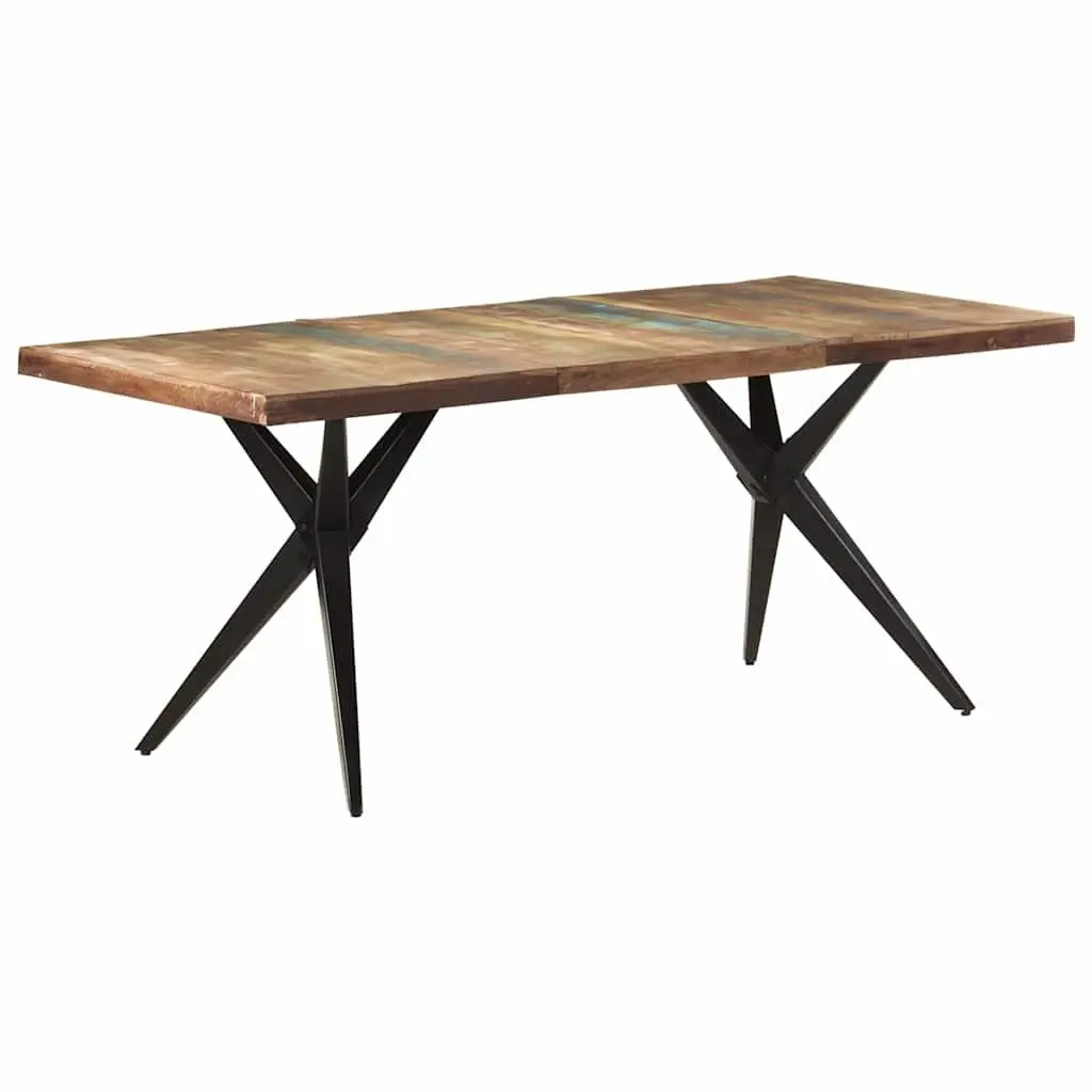 Dining Table Solid Reclaimed Wood 180x90x76cm Black Steel Legs