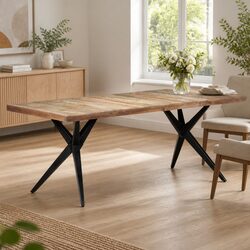 Dining Table 200x90x76cm Solid Reclaimed Wood Kitchen Furniture White
