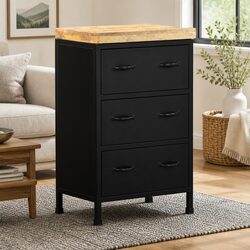 Sideboard 47x35x76 cm Brown Storage Cabinet with 3 Drawers Rustic Wood Furniture