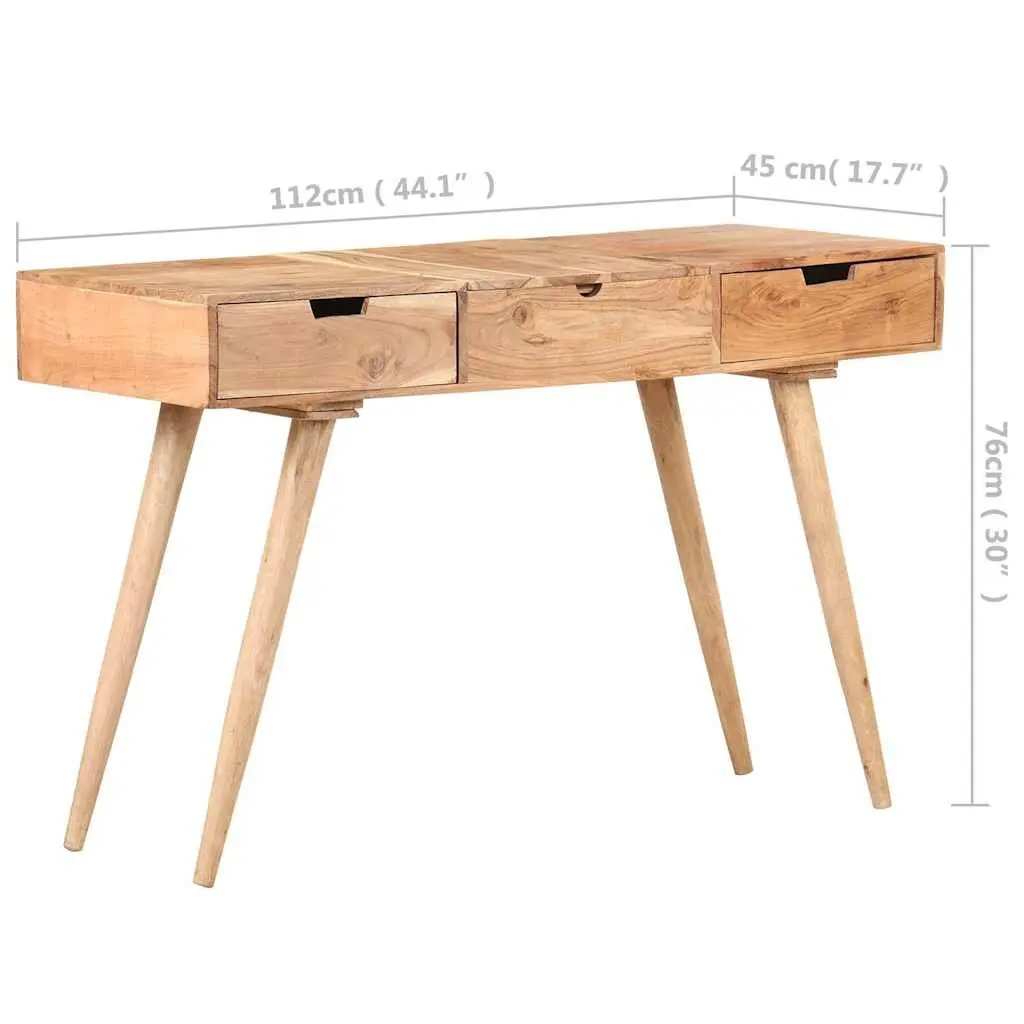 Dressing Table Solid Wood with Mirror 112x45x76cm Brown