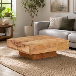 Coffee Table 80x80x28 cm Solid Acacia Wood Living Room Accent Furniture Brown