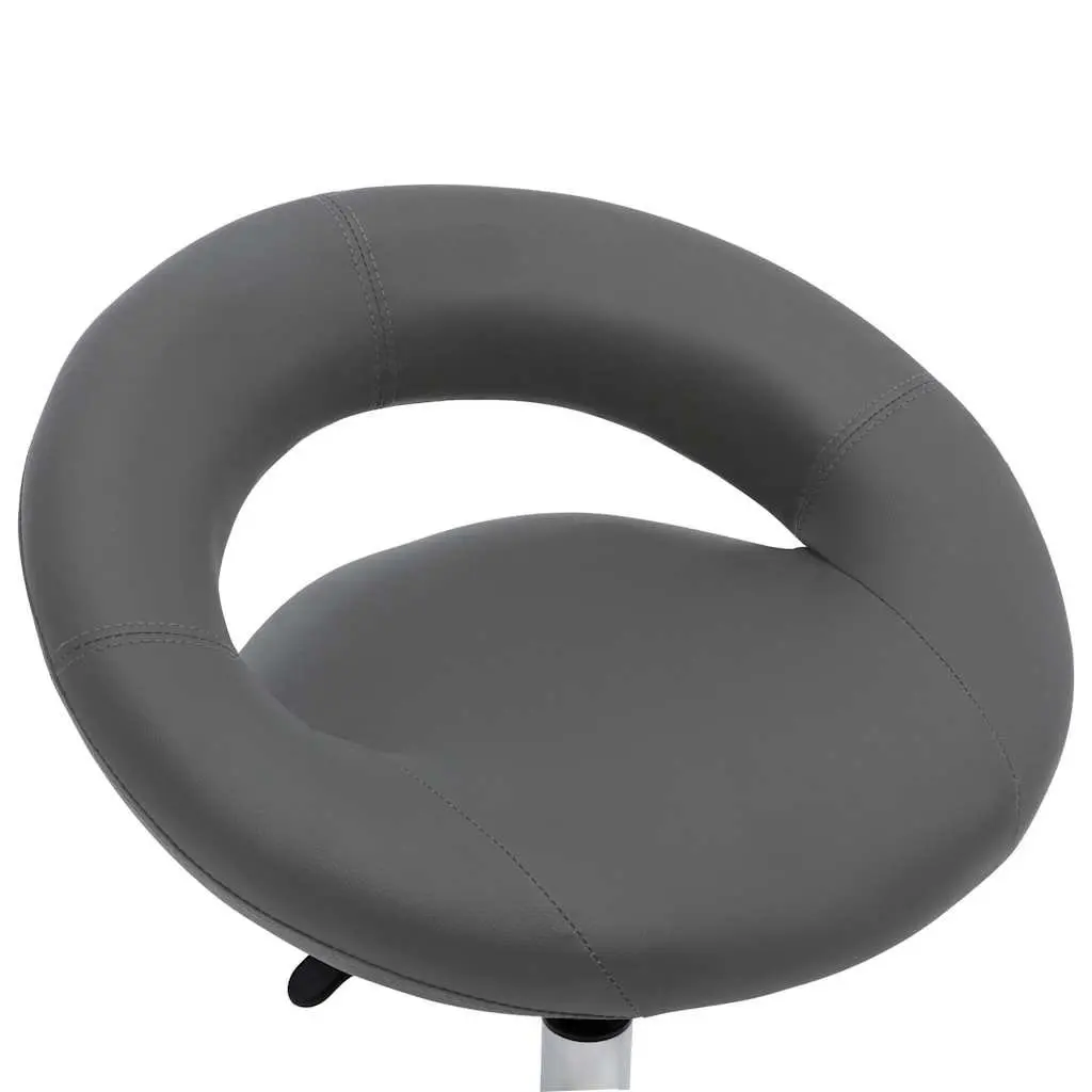 Rolling Office Chair Grey Faux Leather Padded Backrest Adjustable Height