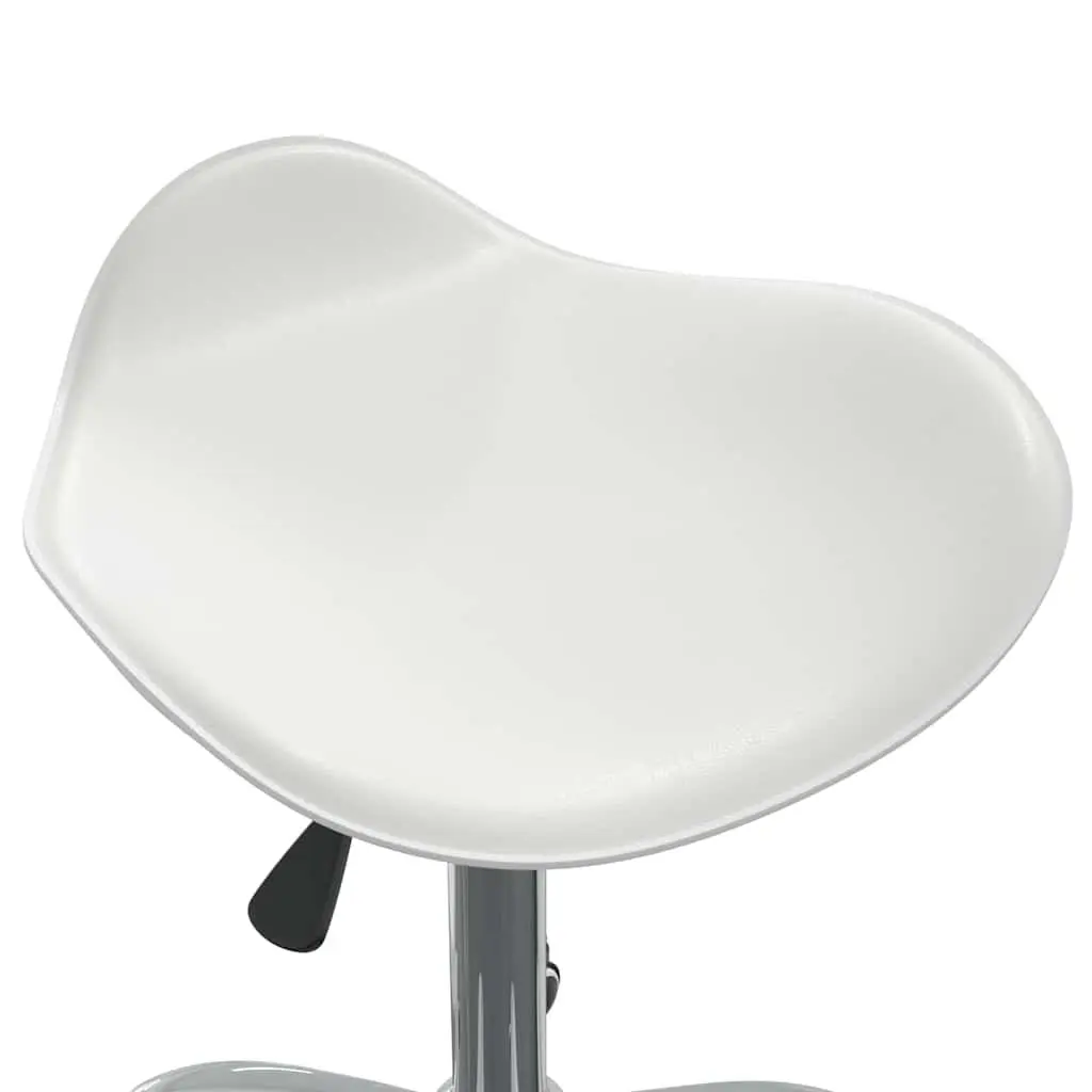 Salon Spa Stool Height Adjustable Swivel Rolling Chair White Faux Leather