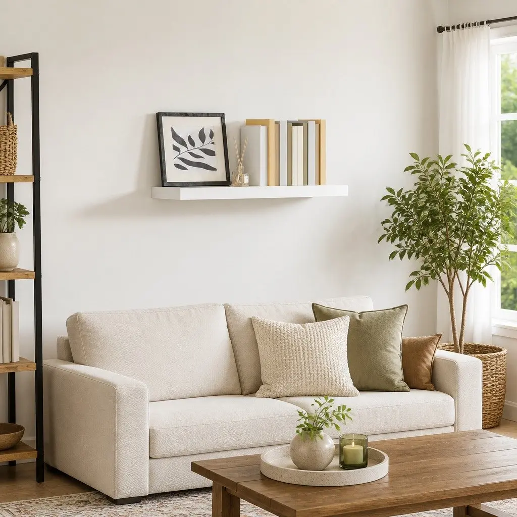 Floating Wall Shelf High Gloss White Display Ledge Organizer 60 x 23.5 x 3.8 cm